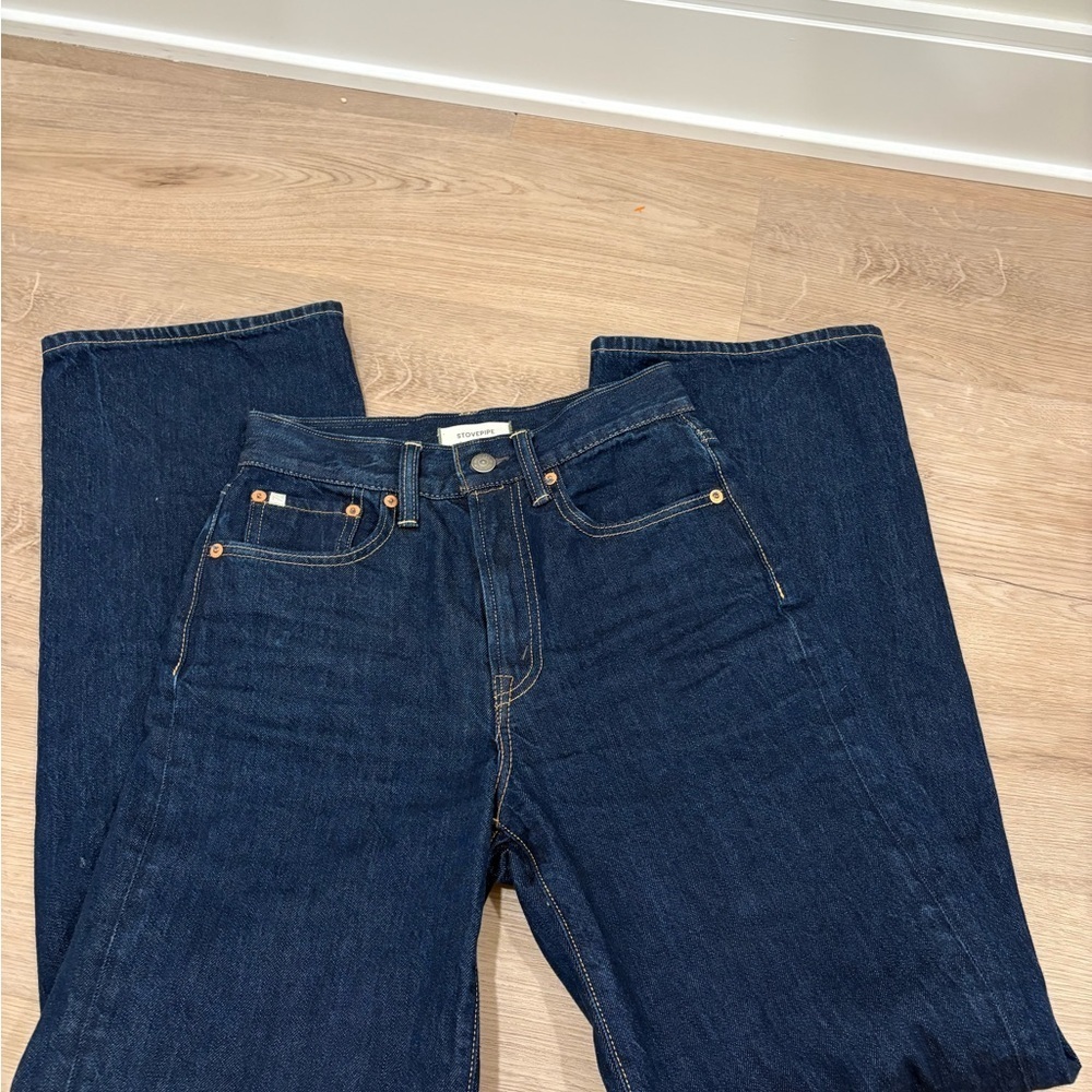 Stovepipe High Dark Blue Women's Jeans